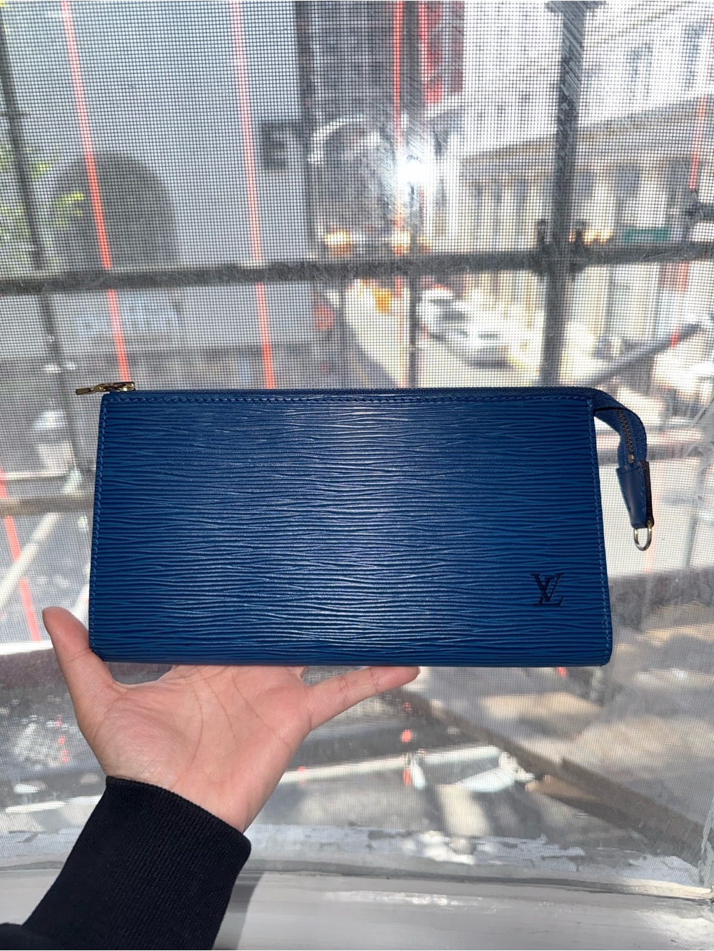 Louis Vuitton Blue Epi Leather Zipper Pochette